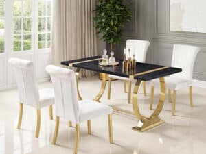 Horley 60" Dining Table, Gold Frame