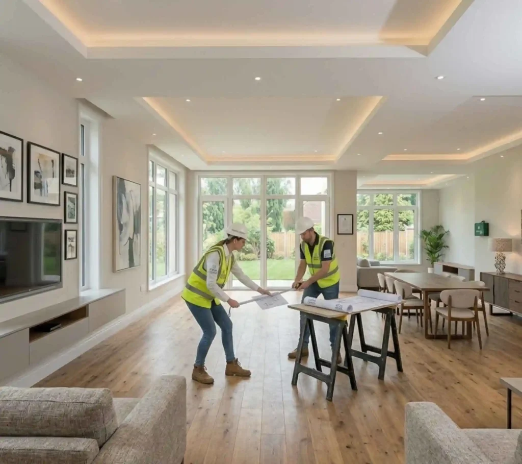 Measuring living room before selecting sectional furniture